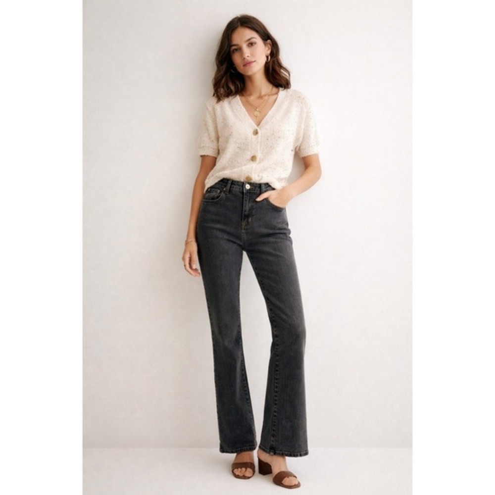 Soft Surroundings Petite Womens Grey Wash Bootcut Denim‎ Jeans Size PS
